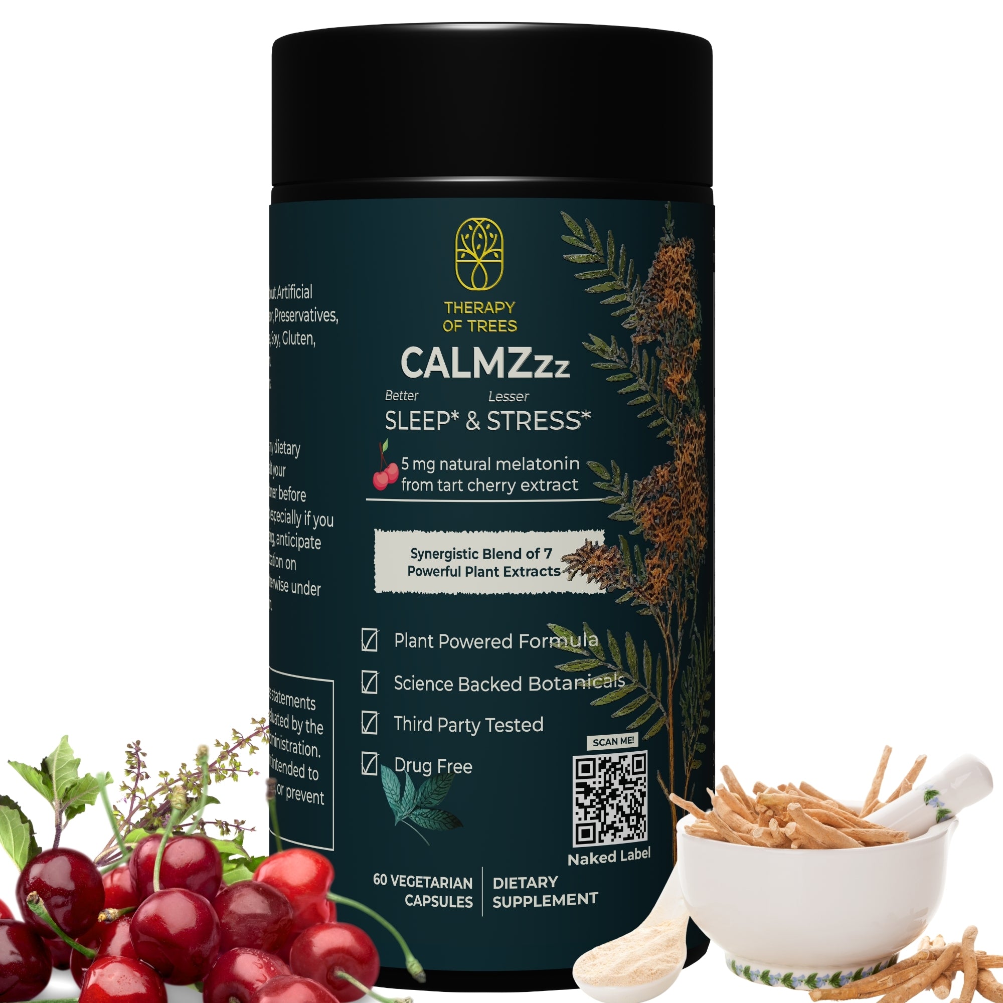 CALMZzz with Natural Melatonin : Sleep Support and Stress Relief ; 100% Plant Based | Non Habit Forming