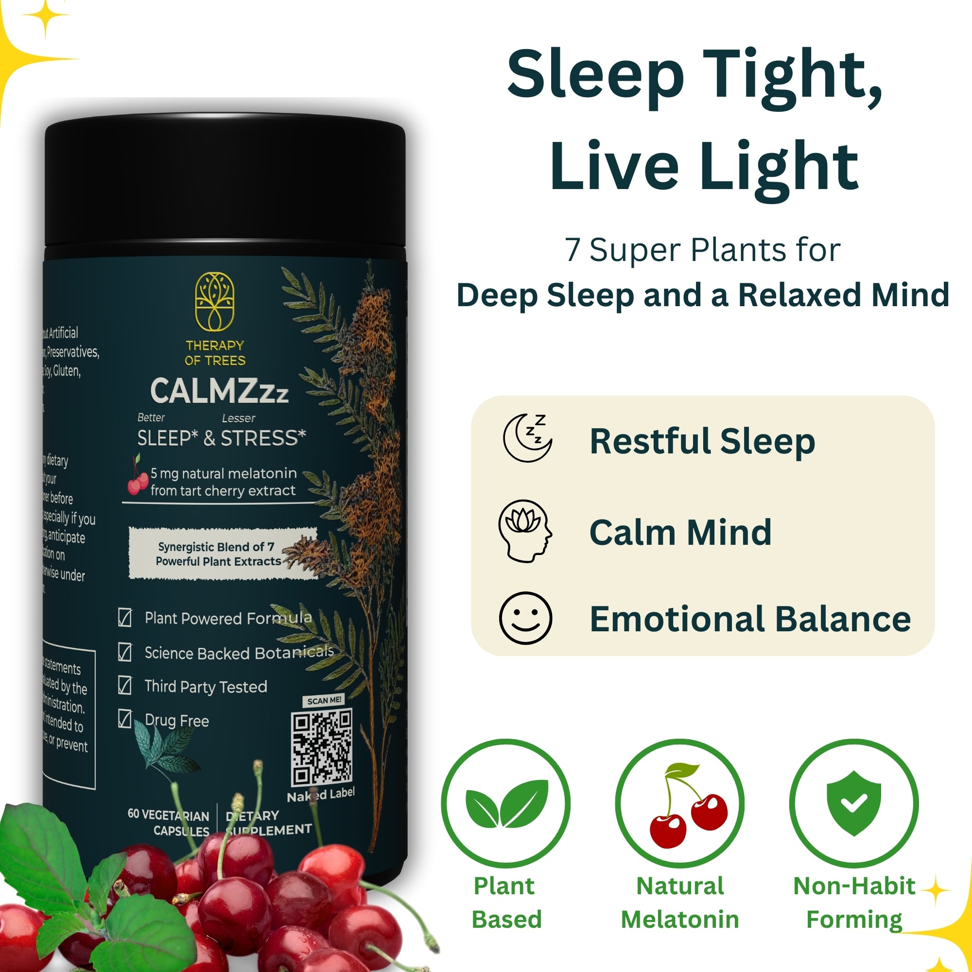 CALMZzz : Sleep Support and Stress Relief ; 100% Plant Based | Non Habit Forming